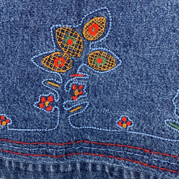 Route 66 Denim Jean Skirt Blue with Floral Embroidery 18W . - Picture 6 of 13